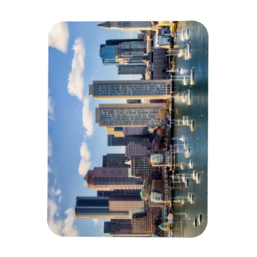 ウォーターフロントからのボストンのスカイライン マグネット (縦)