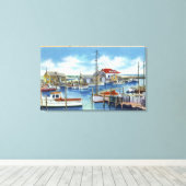 ウォーターフロントのハーバービュー キャンバスプリント (インサイチュ (ウッドフロア))