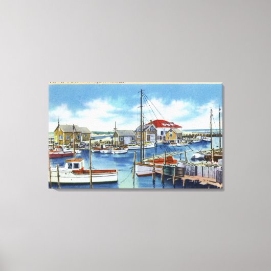 ウォーターフロントのハーバービュー キャンバスプリント (正面)