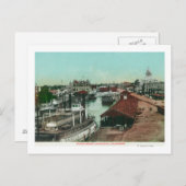 ウォーターフロントの空撮　ストックトン、カリフォルニア州 ポストカード (正面/裏面)