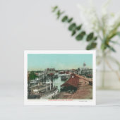 ウォーターフロントの空撮　ストックトン、カリフォルニア州 ポストカード (スタンド正面)