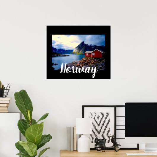 ウォーターフロントコテージシーニックノルウェー ポスター (ホームオフィス)