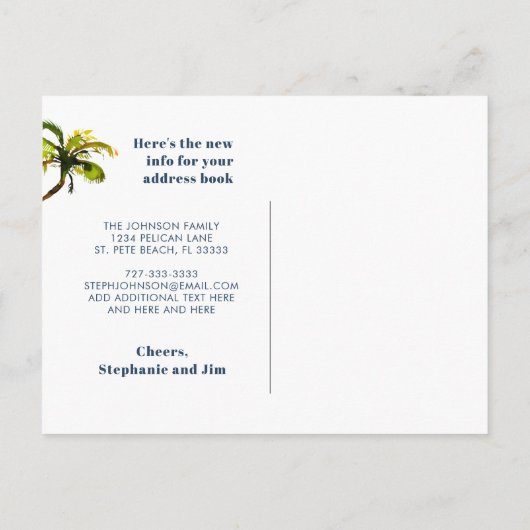 ウォーターフロントパームツリーゲストルーム新しいアドレスを移動 案内ポストカード (裏面)