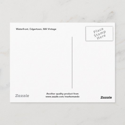 ウォーターフロント、エドガータウン、MAヴィンテージ ポストカード (裏面)