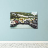 ウォーターフロント&タウンダグラスのビュー, AK キャンバスプリント (インサイチュ (ウッドフロア))