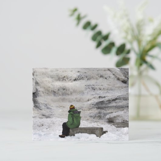 ウォーターフ凍っていォールバターミルク秋はがき ポストカード (スタンド正面)