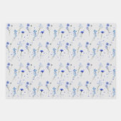 ウォーターブルーの野生の花の結婚式 ラッピングペーパーシート (正面3)