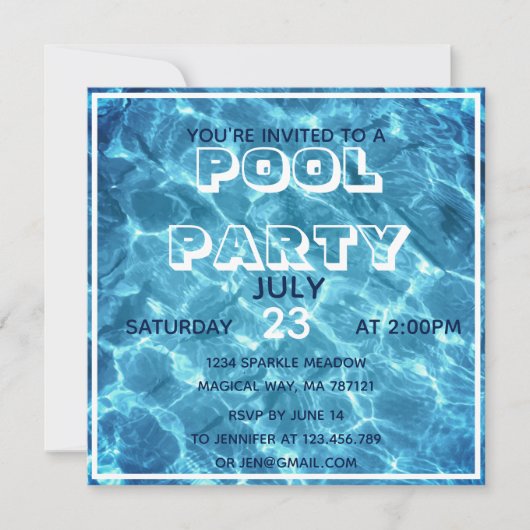 ウォータープールパーティの招待状 招待状 (正面)