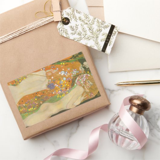 ウォーターヘビIIバイグスタフクリムト、アールヌーボー 長方形シール (ギフト)