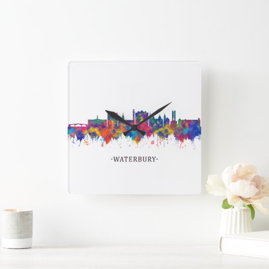 ウォーターベリーコネチカットのスカイライン スクエア壁時計 (ホーム)