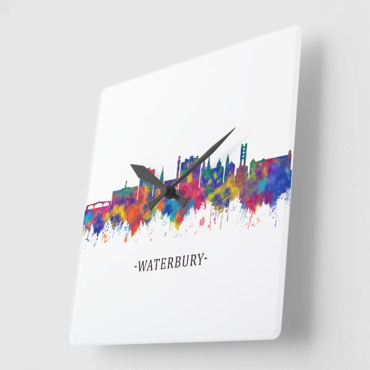 ウォーターベリーコネチカットのスカイライン スクエア壁時計 (傾斜)