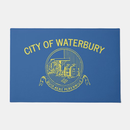 ウォーターベリー市旗（コネチカット） ドアマット (正面)