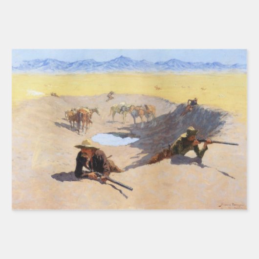 ウォーターホールで戦うカウボーイズ ラッピングペーパーシート (正面3)