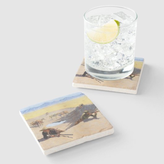 ウォーターホールの戦い(Frederic Remington) ストーンコースター (横)