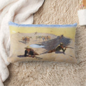 ウォーターホールの戦い(Frederic Remington) ランバークッション (ブランケット)