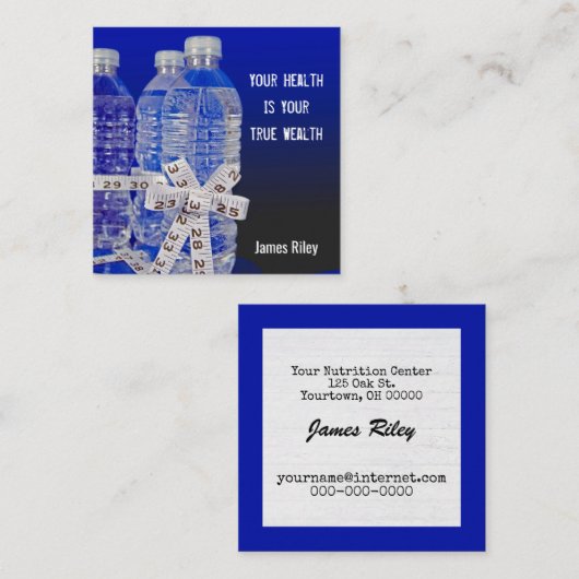 ウォーターボトルとテープメジャーボウ スクエア名刺 (正面/裏面)