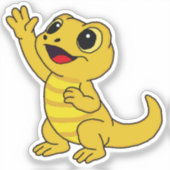 ウォーターボトルのカワイイ黄色いキャラクターのトカゲ シール (正面)
