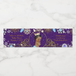 ウォーターボトルのラベル、トニーの赤ちゃんシャワー、紫 ペットボトルラベル