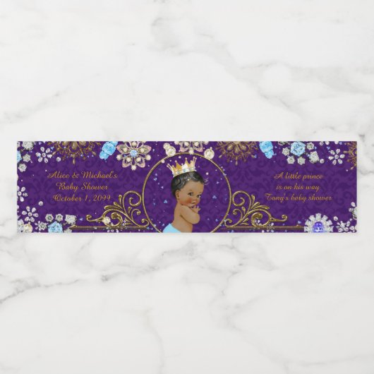 ウォーターボトルのラベル、トニーの赤ちゃんシャワー、紫 ペットボトルラベル (シングルラベル)