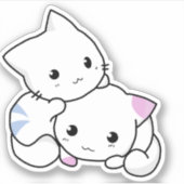 ウォーターボトルまたはラップトップ用かわいい猫ビニールのシール シール (正面)