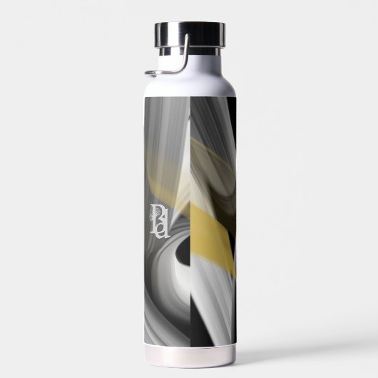 ウォーターボトルトレンド抽象芸術アート白黒金ゴールド ウォーターボトル (右面)