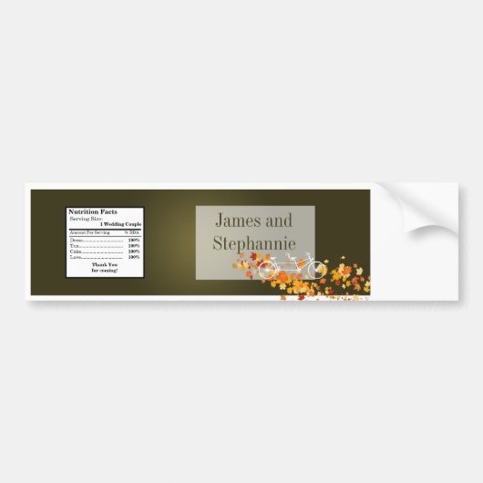 ウォーターボトルラベルお洒落ブラウンダブルバイク バンパーステッカー (正面)