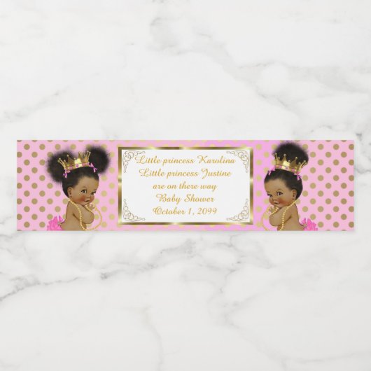 ウォーターボトルラベルのツインガール，アフリカ，エnic，ピンク ペットボトルラベル (シングルラベル)