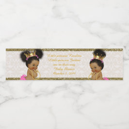 ウォーターボトルラベルツイン女の子アフリカ，白，金ゴールド ペットボトルラベル