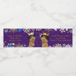 ウォーターボトルラベルツイン、ベビーシャワー、紫の金ゴールド ペットボトルラベル