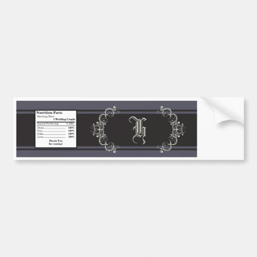 ウォーターボトルラベルブラックタイ関係グレーエレガント バンパーステッカー (正面)