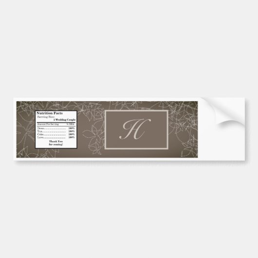 ウォーターボトルラベル秋モダンフローラ秋グレー バンパーステッカー (正面)