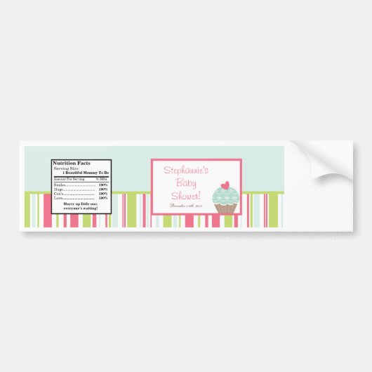 ウォーターボトルラベル茶パーティーピンクパステル花 バンパーステッカー (正面)