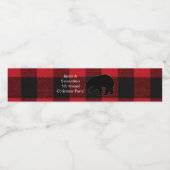 ウォーターボトルラベル赤い格子付き黒熊 ペットボトルラベル (シングルラベル)