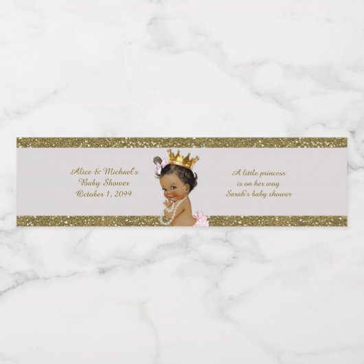 ウォーターボトルラベル、サラの赤ちゃんシャワー、白金ゴールド ペットボトルラベル (シングルラベル)