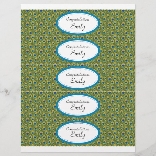 ウォーターボトルラベル |ターコイズとピーコックプリント チラシ (正面)