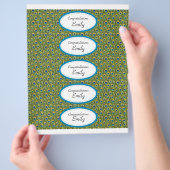 ウォーターボトルラベル |ターコイズとピーコックプリント チラシ (手)