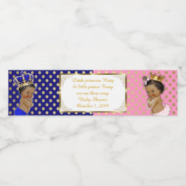 ウォーターボトルラベル、ツインベビーシャワー、ブルーピンク ペットボトルラベル