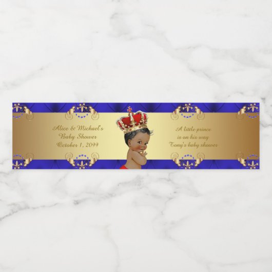 ウォーターボトルラベル、トニー赤ちゃんシャワー、ブルーレッド金ゴールド ペットボトルラベル (シングルラベル)