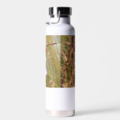 ウォーターボトル – ピンク色の花と名前 (右面)