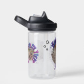 ウォーターボトル – 青と紫の魚の家族 (右面)