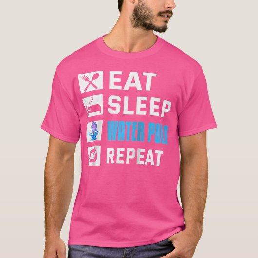 ウォーターポおもしろいロ食べスリープ水ポロ選手Bas Tシャツ (正面)