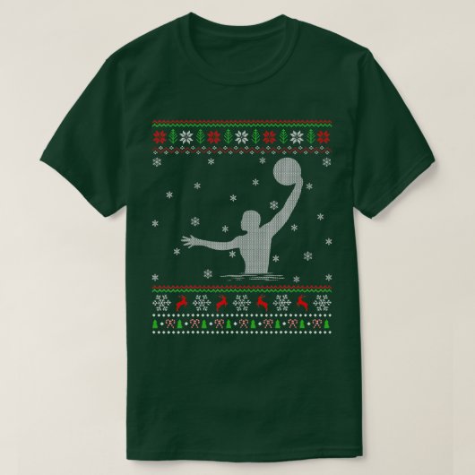 ウォーターポロスポーツ愛好家クリスマス醜いウォーターポロクリス Tシャツ (デザイン正面)