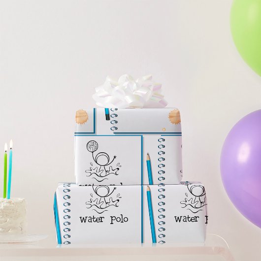 ウォーターポロドールスケッチハンドドロウッドウォータースポーツ ラッピングペーパー