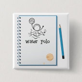 ウォーターポロドールスケッチハンドドロウッドウォータースポーツ 缶バッジ (正面)