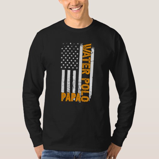 ウォーターポロパパアメリカ国旗の父の日男性 Tシャツ (正面)