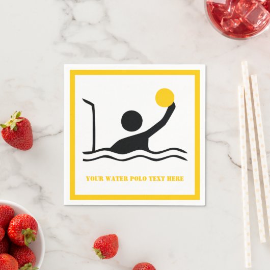 ウォーターポロプレーヤーブラックイエローアイコンカスタムアイコン スタンダードカクテルナプキン (インサイチュ)