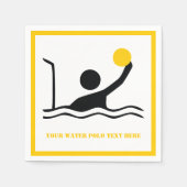 ウォーターポロプレーヤーブラックイエローアイコンカスタムアイコン スタンダードカクテルナプキン (正面)