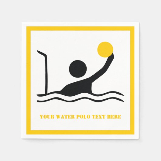 ウォーターポロプレーヤーブラックイエローアイコンカスタムアイコン スタンダードカクテルナプキン (正面)