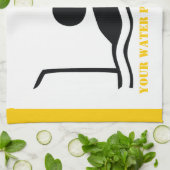 ウォーターポロプレーヤーブラックシルエットカスタム キッチンタオル (折り畳み)