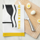 ウォーターポロプレーヤーブラックシルエットカスタム キッチンタオル (四つ折り)